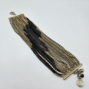 Simply Vera Vera Wang Black and Gold Tone Multi Strand Chain Bracelet